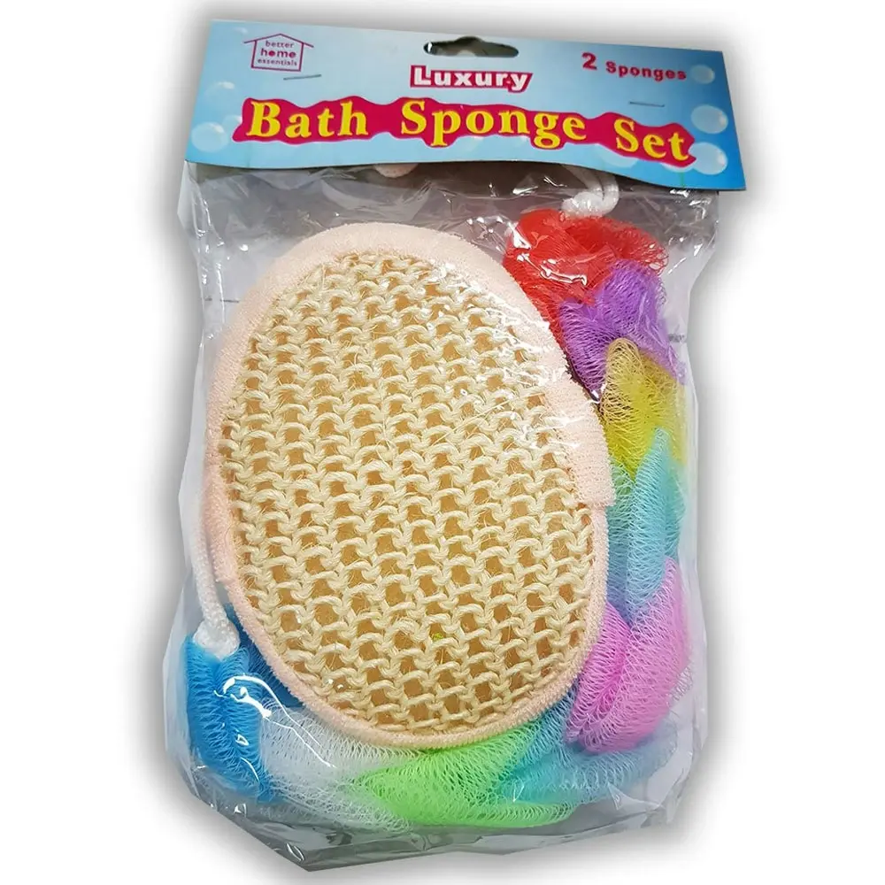 2pc Better Home Bathroom Essentials Luxury Bath Sponge/Loofah Clean Scrubber Set - Beauty