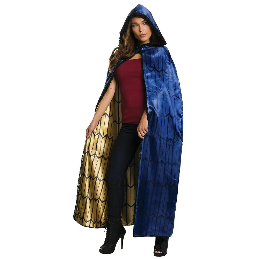 DC Comics Wonder Woman Deluxe Satin Cape Adult/Ladies Hooded Costume Cloak Blue - Fashion
