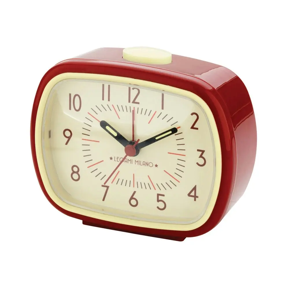 Legami Retro Style Anolog Bedside/Alarm Clock w/Glow In The Dark Hands Red - Home & Garden
