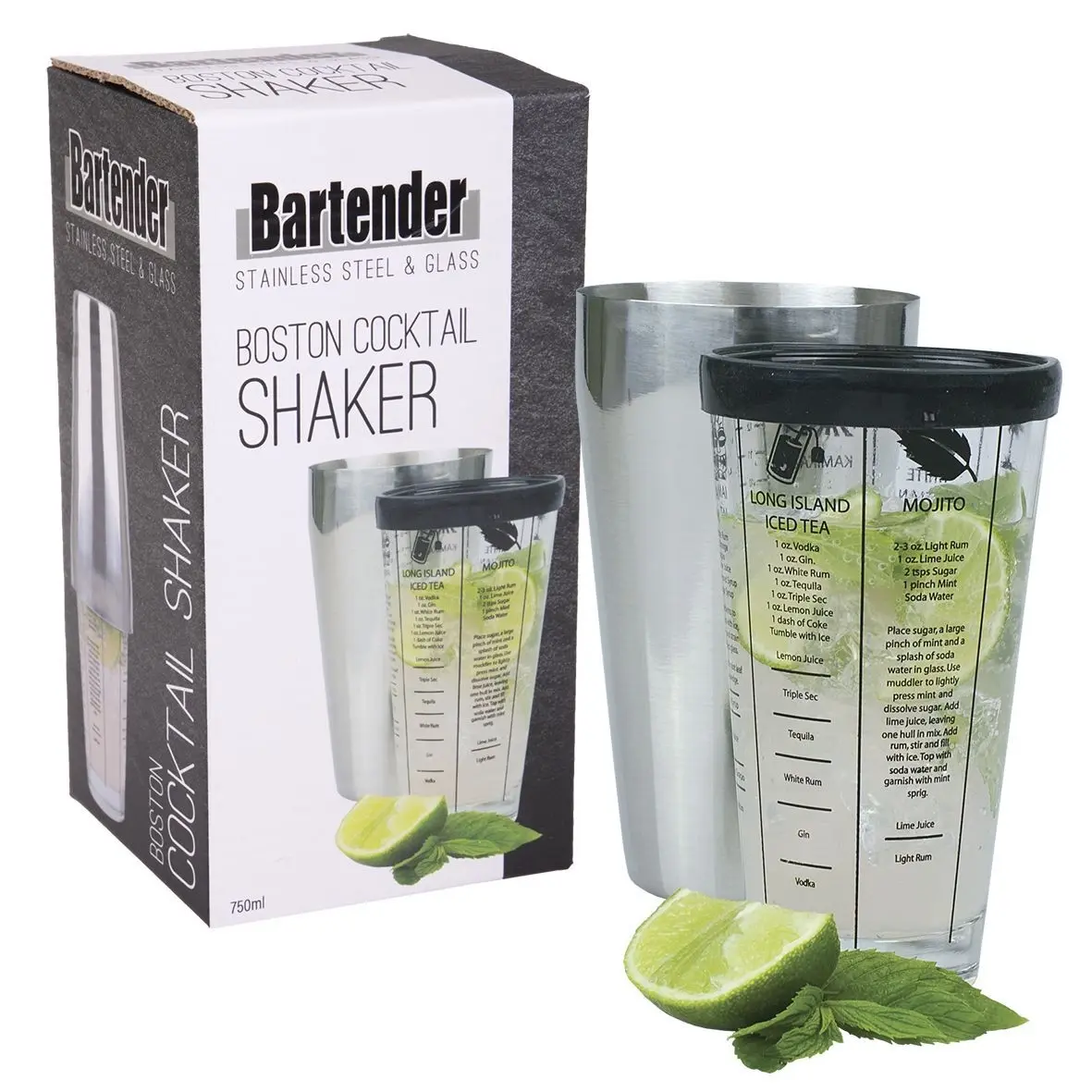 BARTENDER BOSTON COCKTAIL SHAKER 750ml - Home & Garden