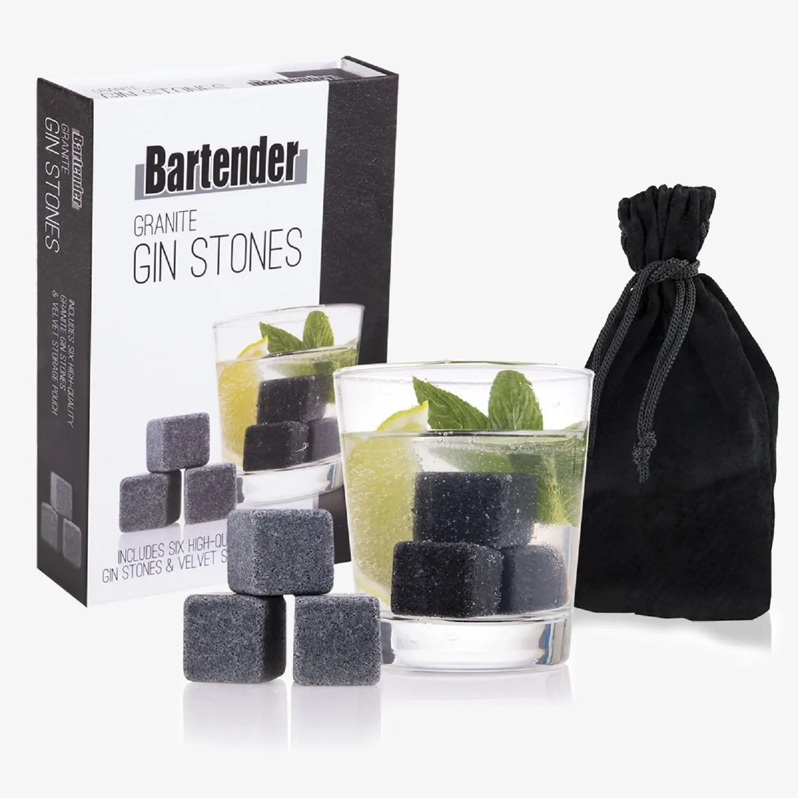 BARTENDER GRANITE GIN STONES SET 6 - Home & Garden