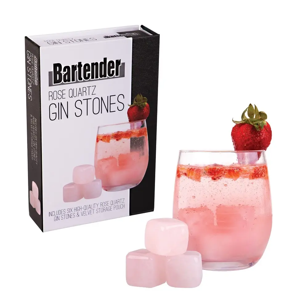 BARTENDER ROSE QUARTZ GIN STONES SET 6 - Home & Garden