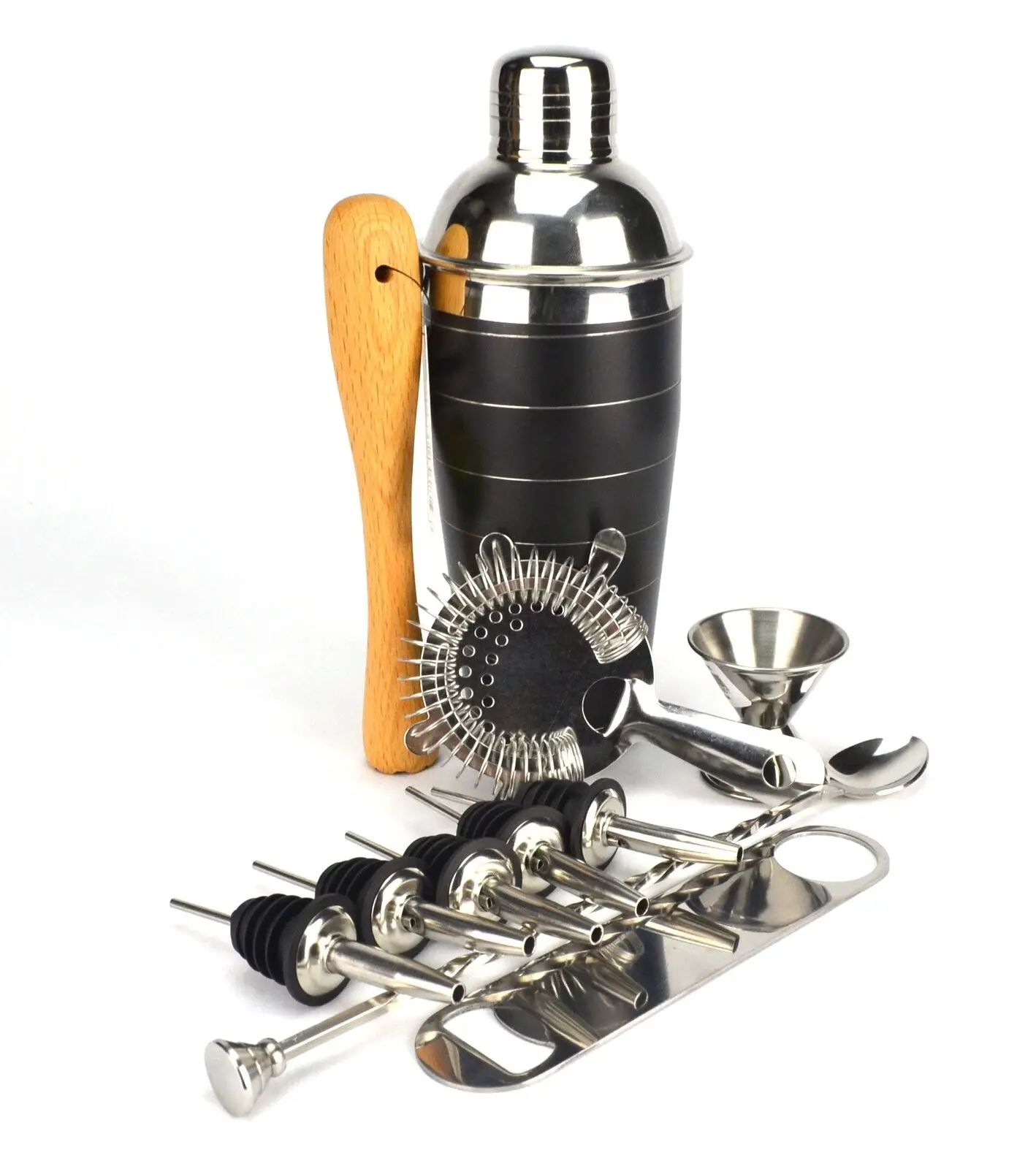 PURPLESPOILZ 10 PIECE BLACK COCKTAIL SHAKER SET - Home & Garden