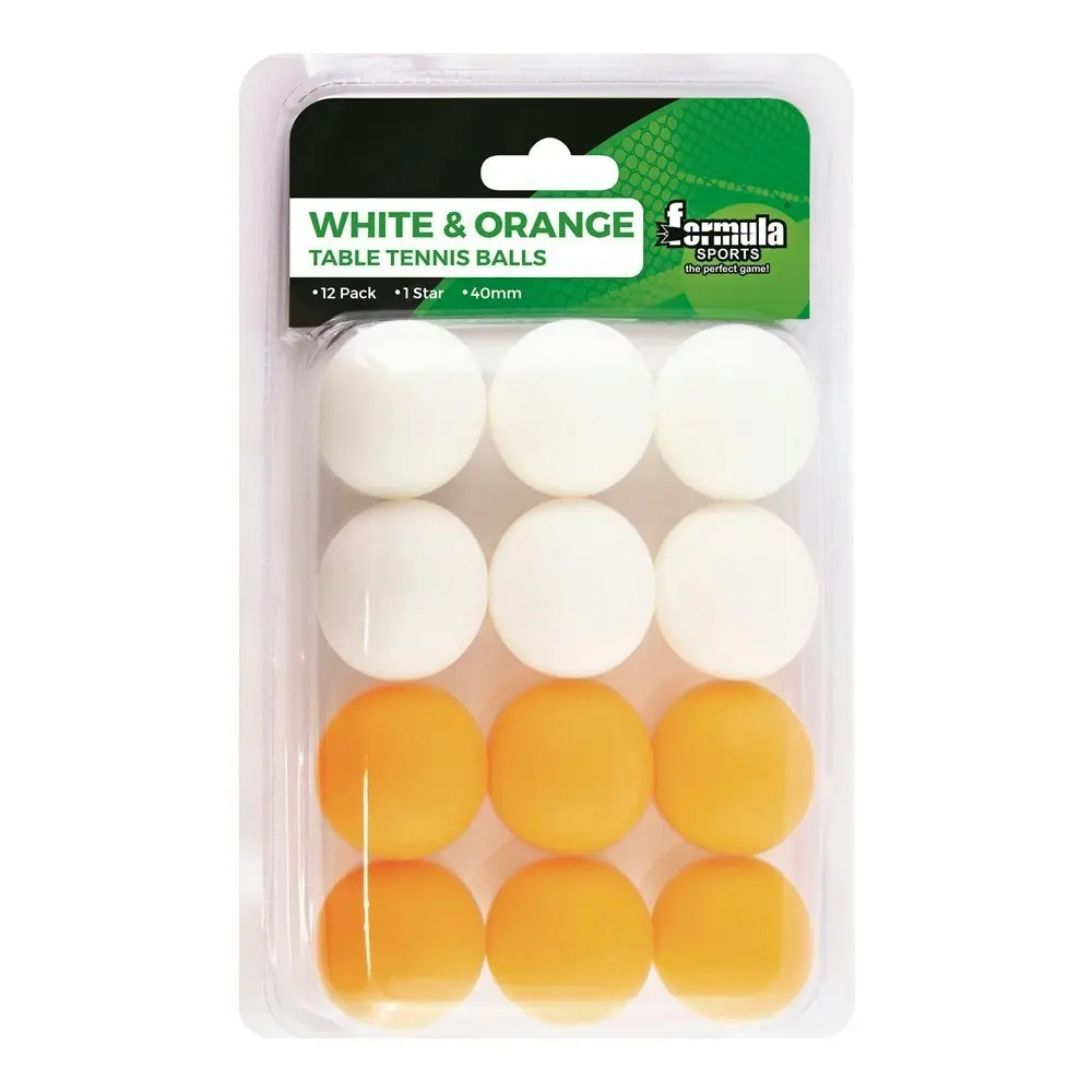12PK Formula Sports 4cm Table Tennis Balls Training/Practice Game White/Orange - Sports & Outdoor