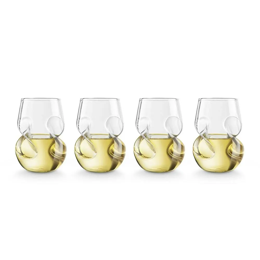 4pc Final Touch 266ml Hand Crafted Conundrum White Wine Stemless Glass Drinkware - Home & Garden