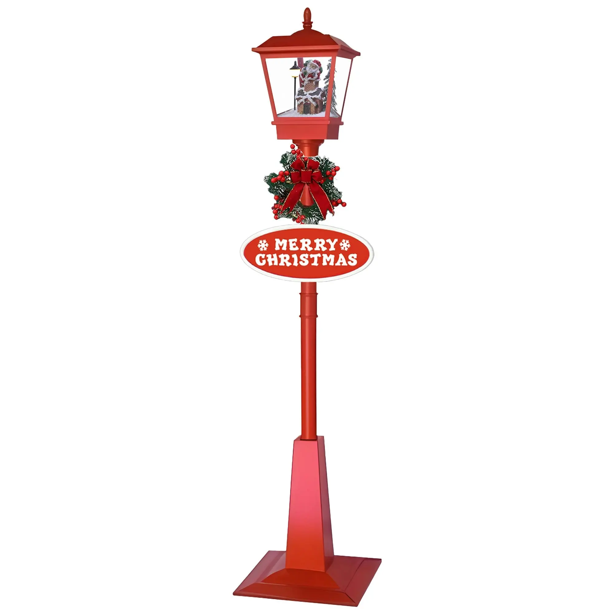 Christabelle 1.8m Christmas Lamp Post Outdoor Display Decoration LED Lights Front Yard Lawn Statue Ornament Red - Home & Garden