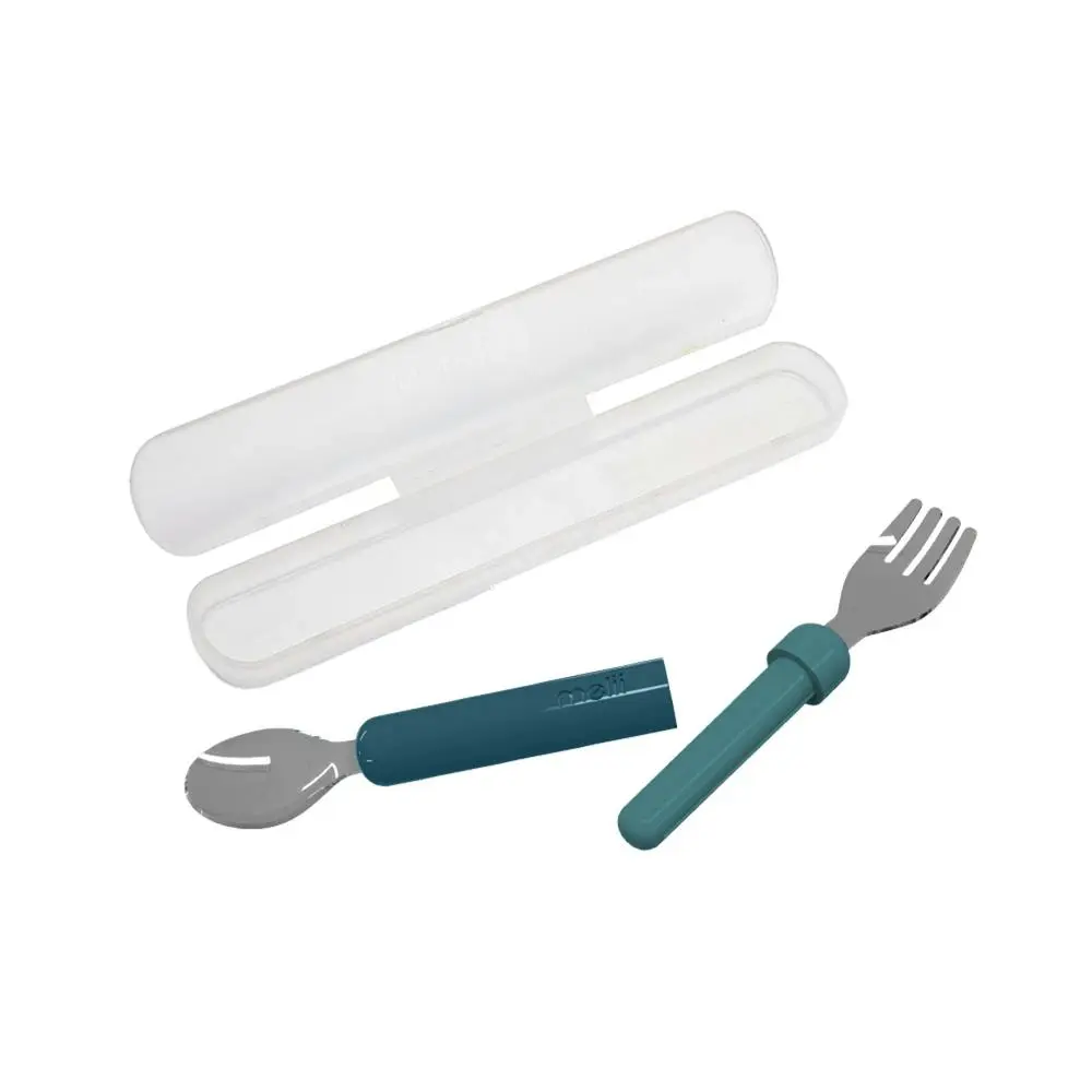 Melii Luxe Detachable Spoon/Fork Set w/ Case Kitchen Cutlery Utensil Blue - Baby