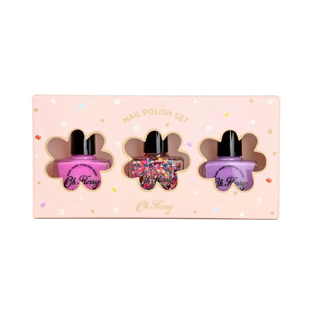3pc Oh Flossy Party Kids/Childrens Nail Polish Colour Enamel Gift Box Set 3y+ - Beauty