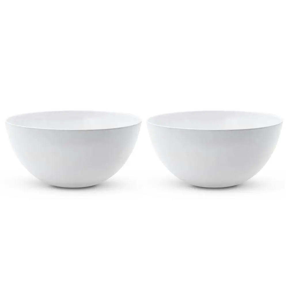 2x Lemon & Lime Round Melamine 30cm Salad/Food Noodle Bowl Tableware Large White - Home & Garden