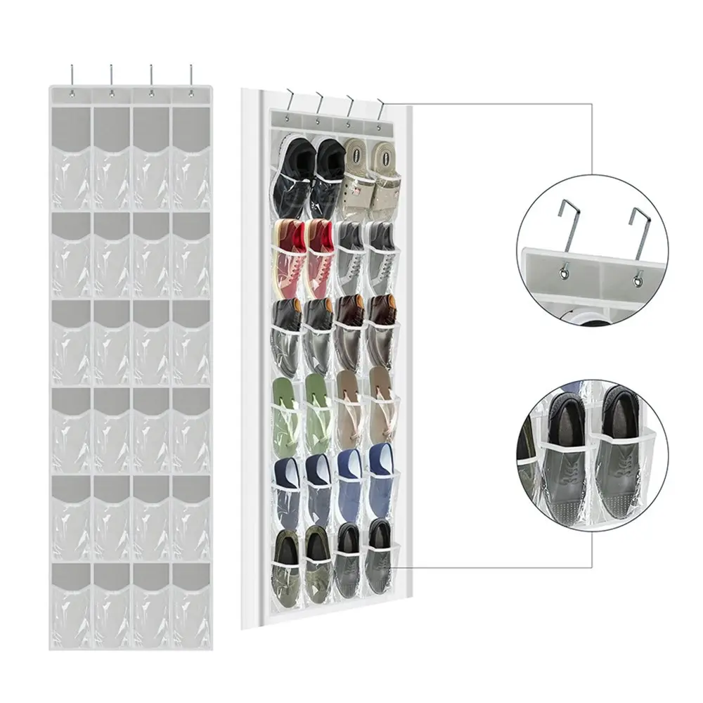 2 Pack 24 Clear Pockets Hanging Organizer Storage Bag For Shoe And Sundries - Home & Garden