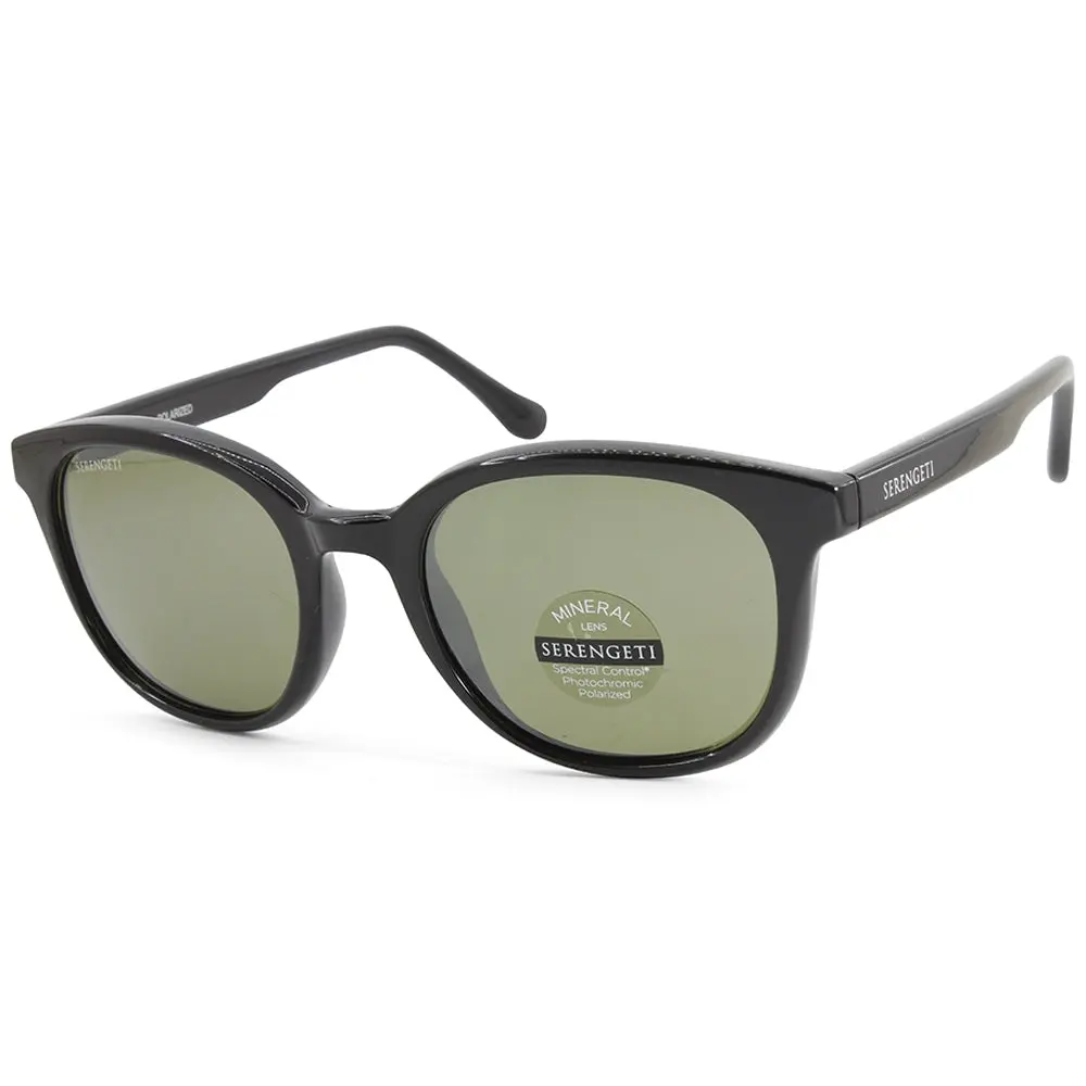 Serengeti Mara Shiny Black/Green 555nm Polarised Women's Sunglasses - Fashion