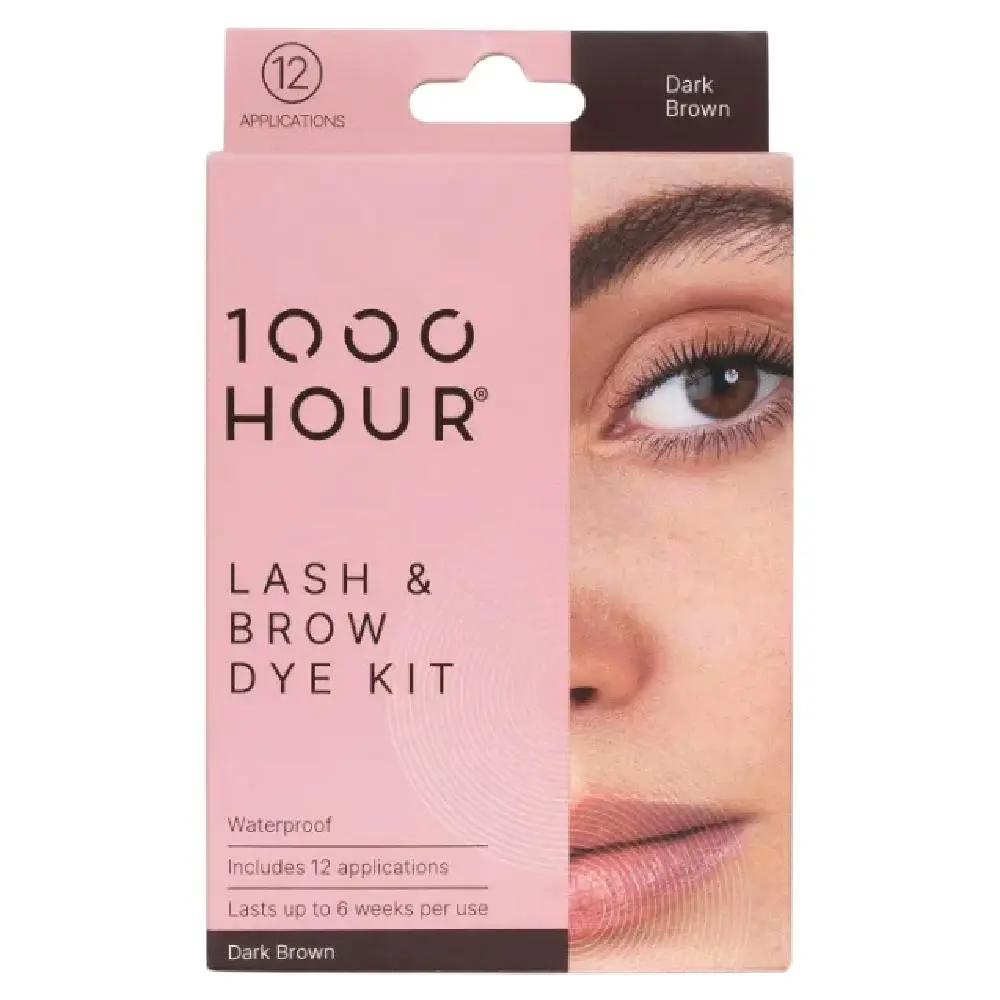1000 Hour Eyelash and Brow Dye Kit Dark Brown 1 Pack Of 12 Applications - Beauty