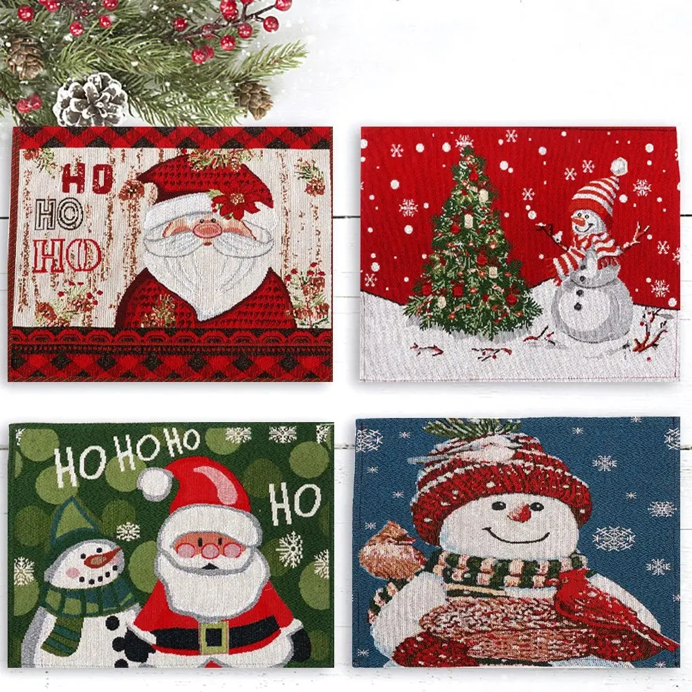 4 Pack Christmas Knitted Cloth Snowman Decoration Placemat Doll Insulation Pad - Hobbies