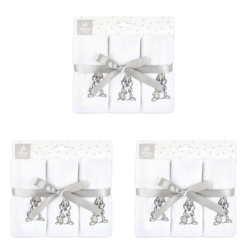 3x 3pc Disney Thumper Print Bathtime Soft Washcloths Infant/Baby Nursery Decor