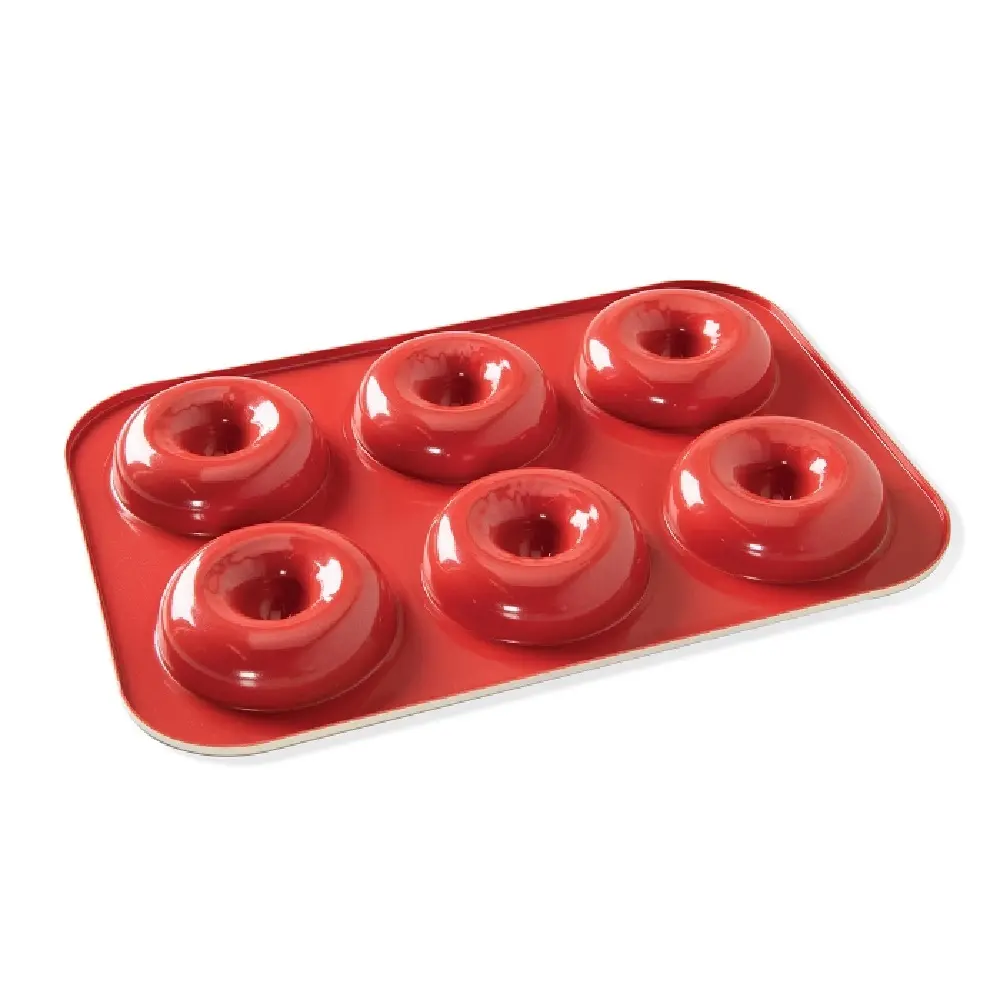 NORDIC WARE NON STICK ALUMINIUM RED 6 CUP DONUT PAN - Home & Garden
