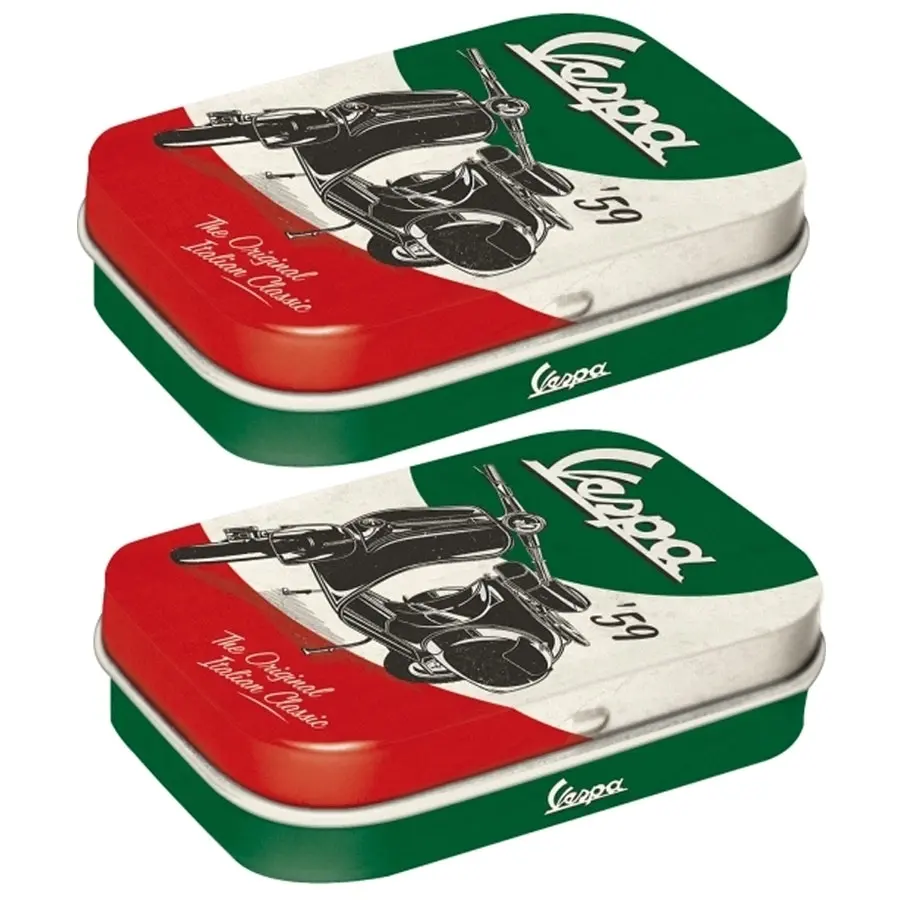 2x Nostalgic Art 6cm Metal Tin Mint Box The Italian Classic Fresh Breath Candy - Groceries
