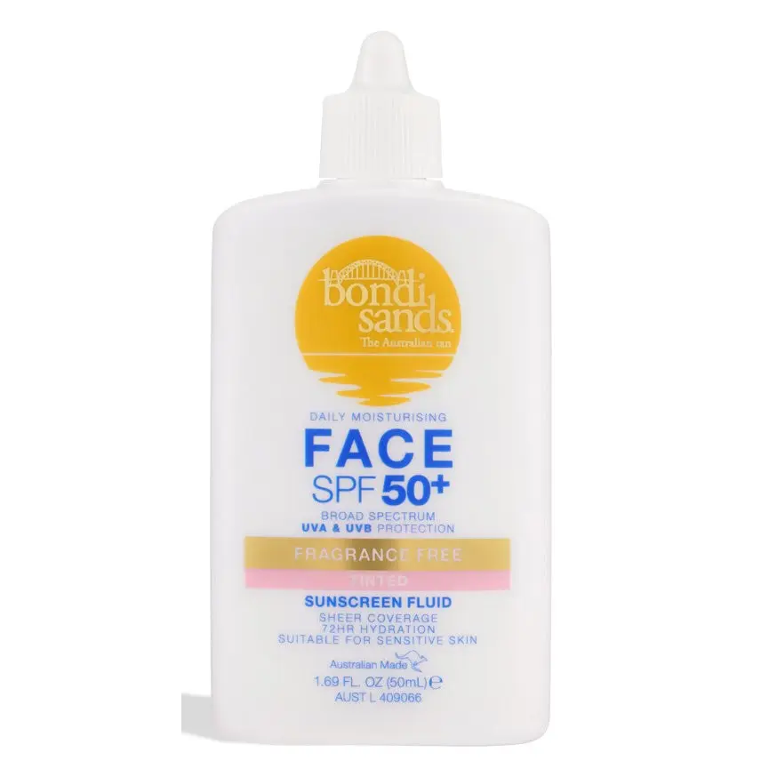 Bondi Sands SPF 50+ Daily Moisturising Fragrance Free Tinted Fluid 50ml - Beauty