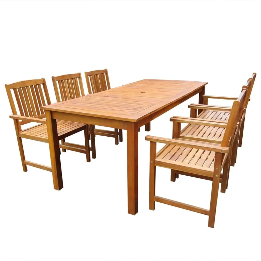 7 Piece Outdoor Dining Set Solid Acacia Wood 42624 - Furniture