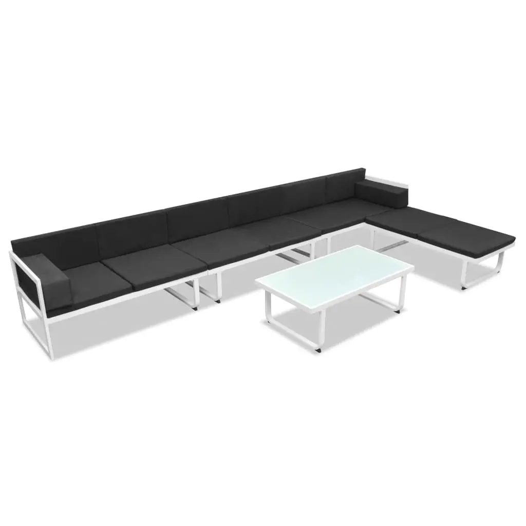 5 Piece Garden Lounge Set Textilene Aluminium Black 42814 - Furniture