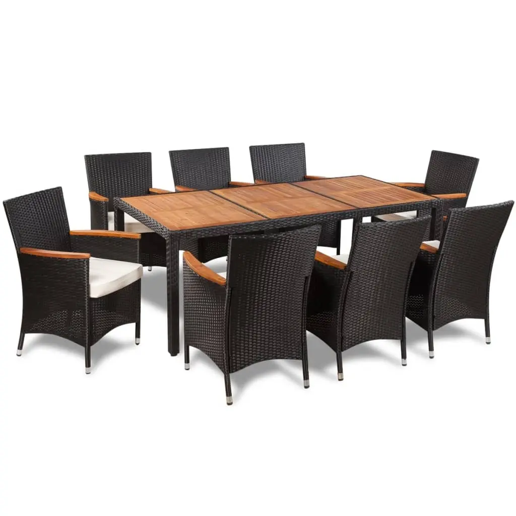 9 Piece Outdoor Dining Set with Cushions Poly Rattan 42912 - Furniture
