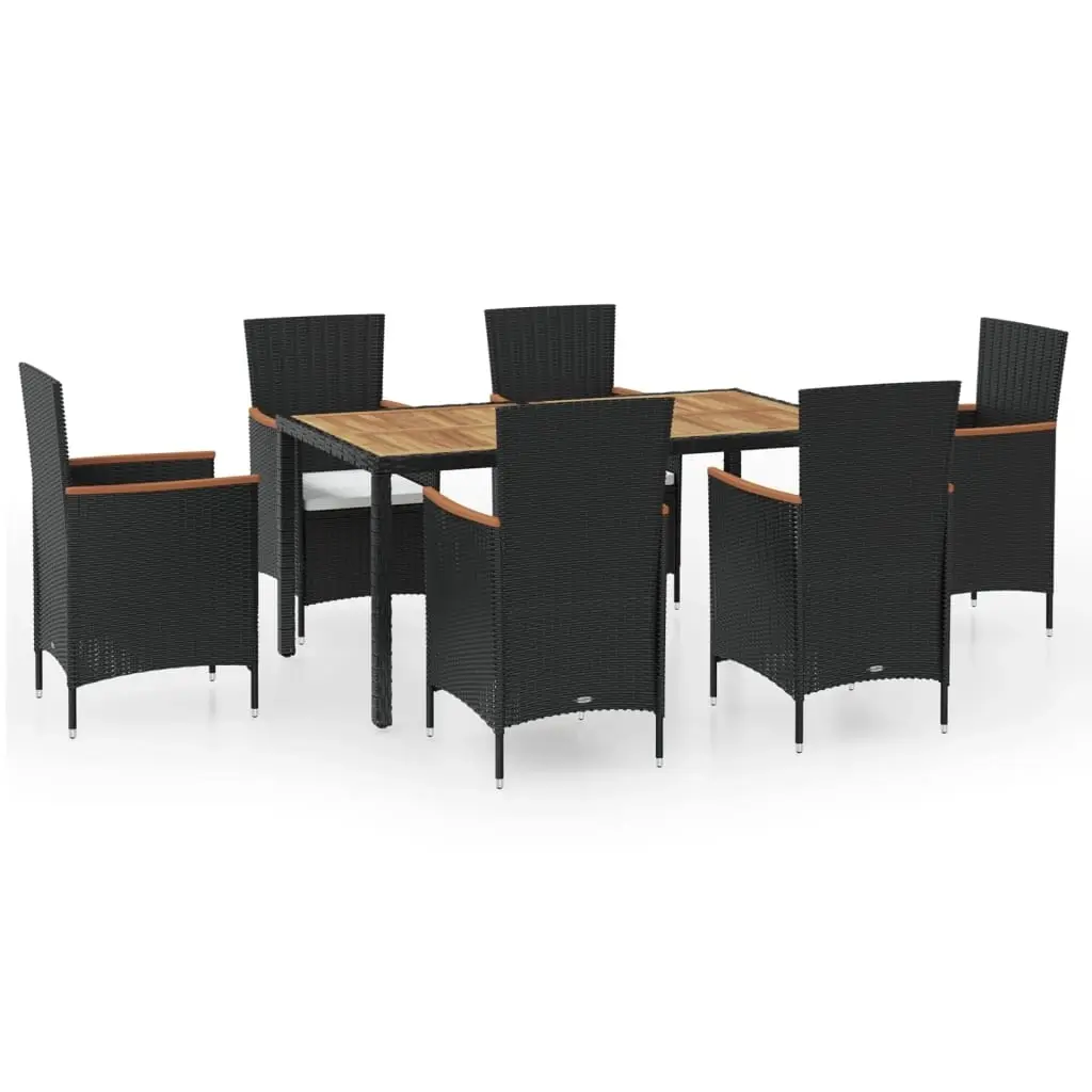 7 Piece Outdoor Dining Set with Cushions Poly Rattan 42913 - Furniture