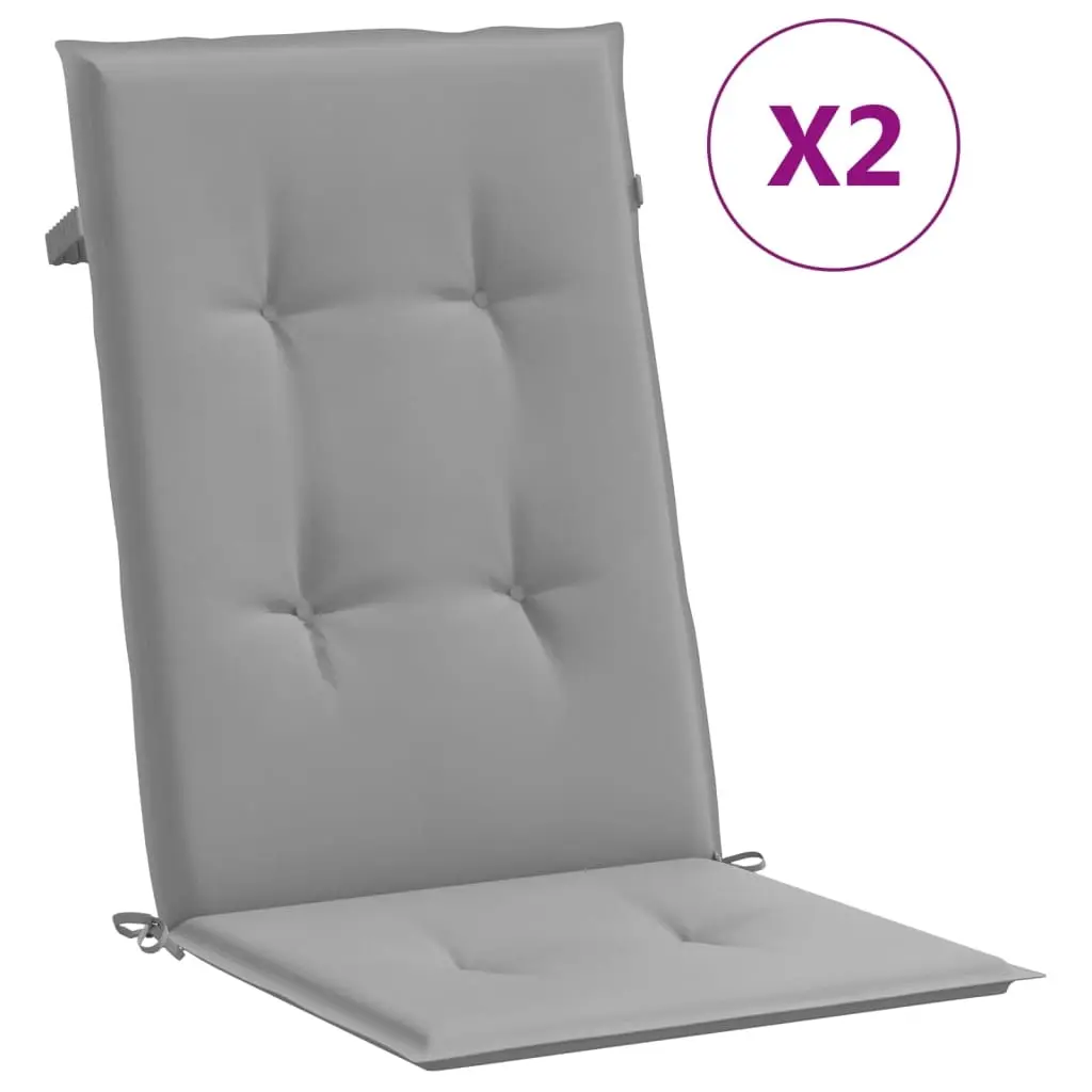 Garden Highback Chair Cushions 2 pcs Grey 120x50x3 cm Fabric 43179 - Home & Garden