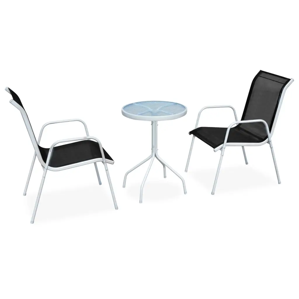 3 Piece Bistro Set Steel Black 43314 - Furniture