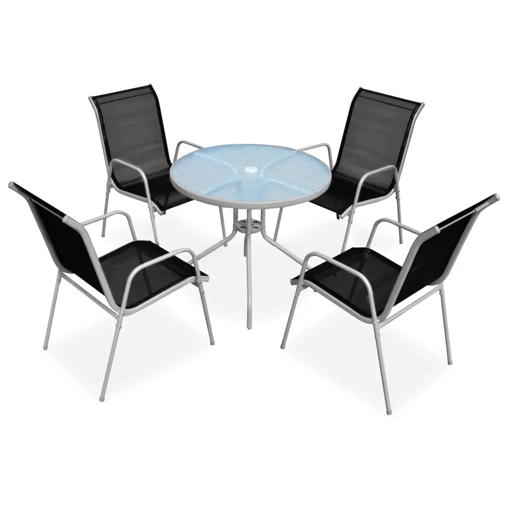 5 Piece Outdoor Dining Set Steel Black 43317 - Furniture