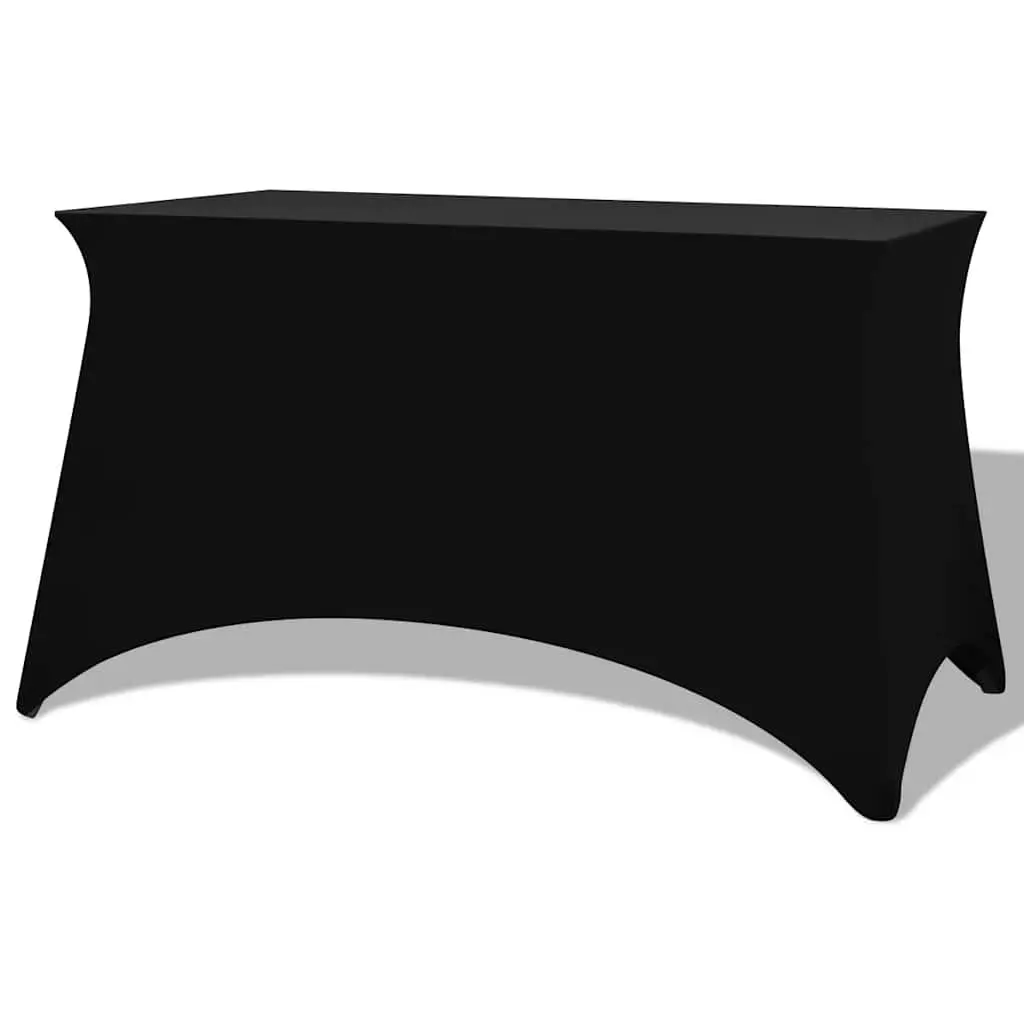 Stretch Table Slipcovers 2 pcs 183x76x74 cm Black 132037 - Home & Garden