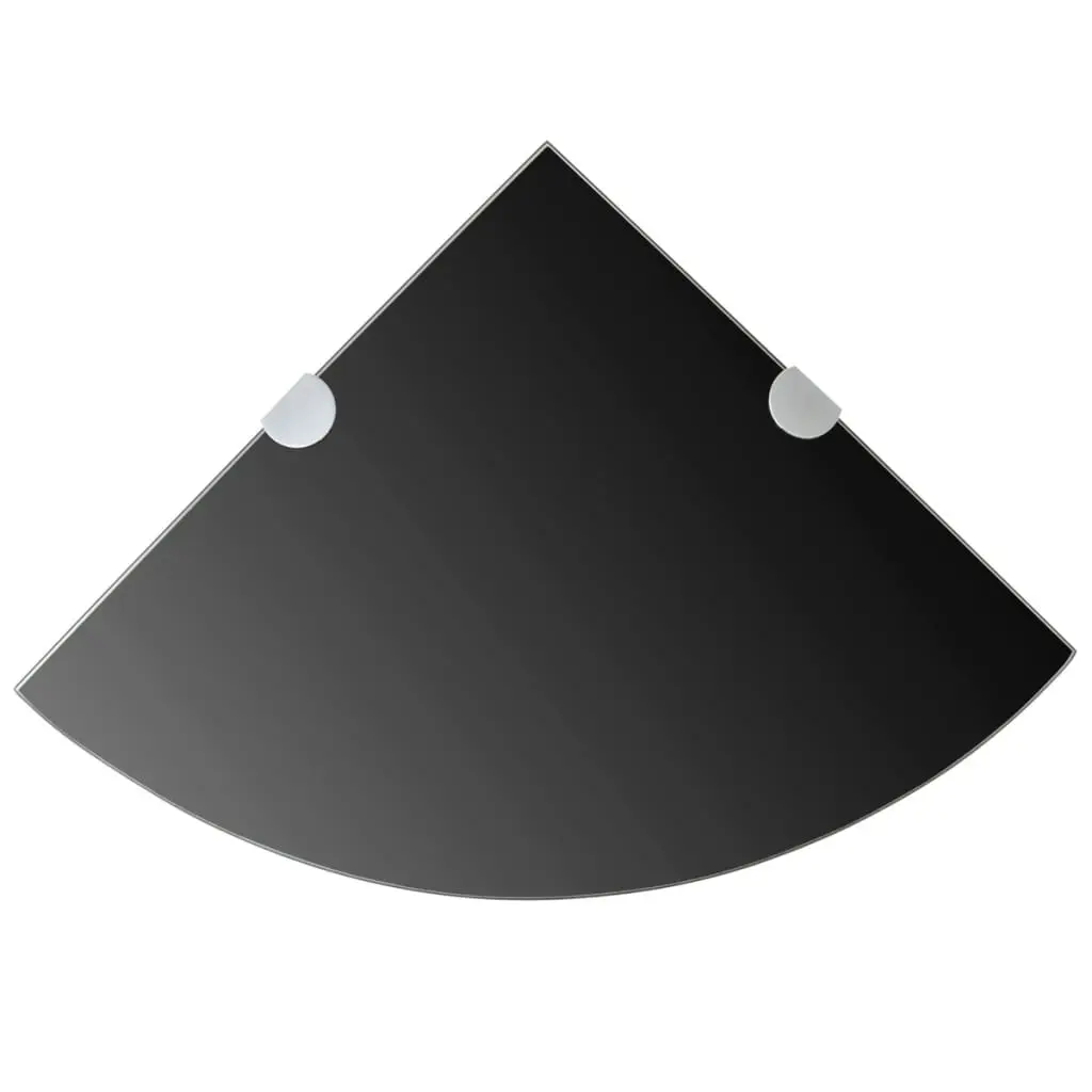 Corner Shelf with Chrome Supports Glass Black 25x25 cm 243855 - Furniture