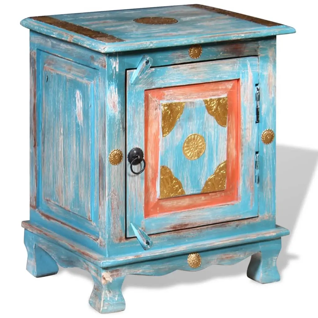 Nightstand Solid Mango Wood Blue 243970 - Furniture