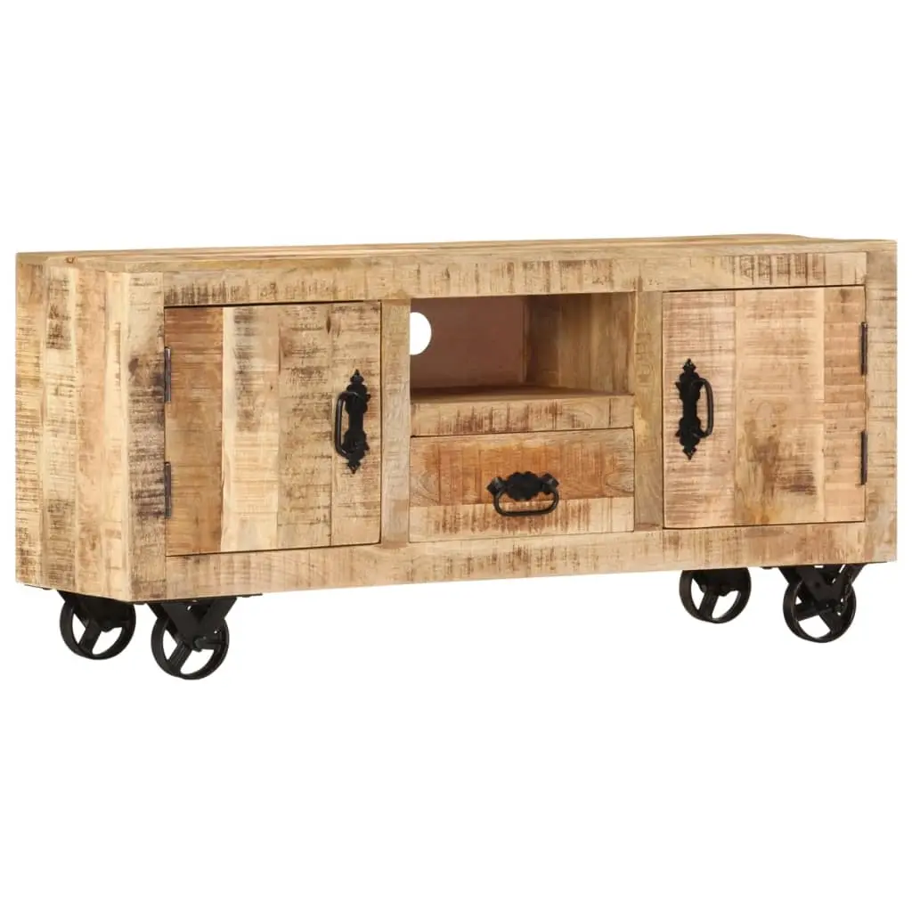 TV Cabinet Rough Mango Wood 110x30x50 cm 243983 - Furniture