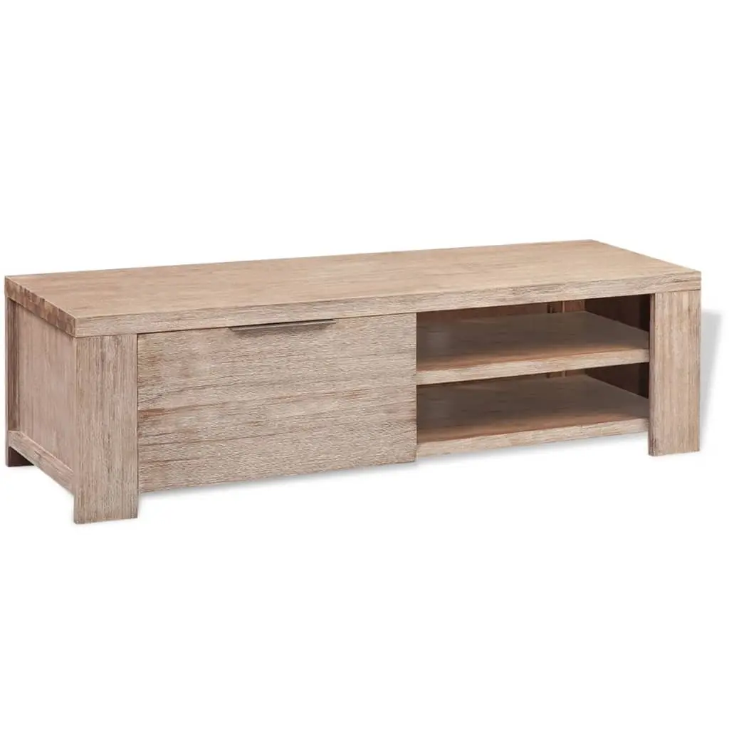 TV Cabinet Solid Brushed Acacia Wood 140x38x40 cm 244337 - Furniture