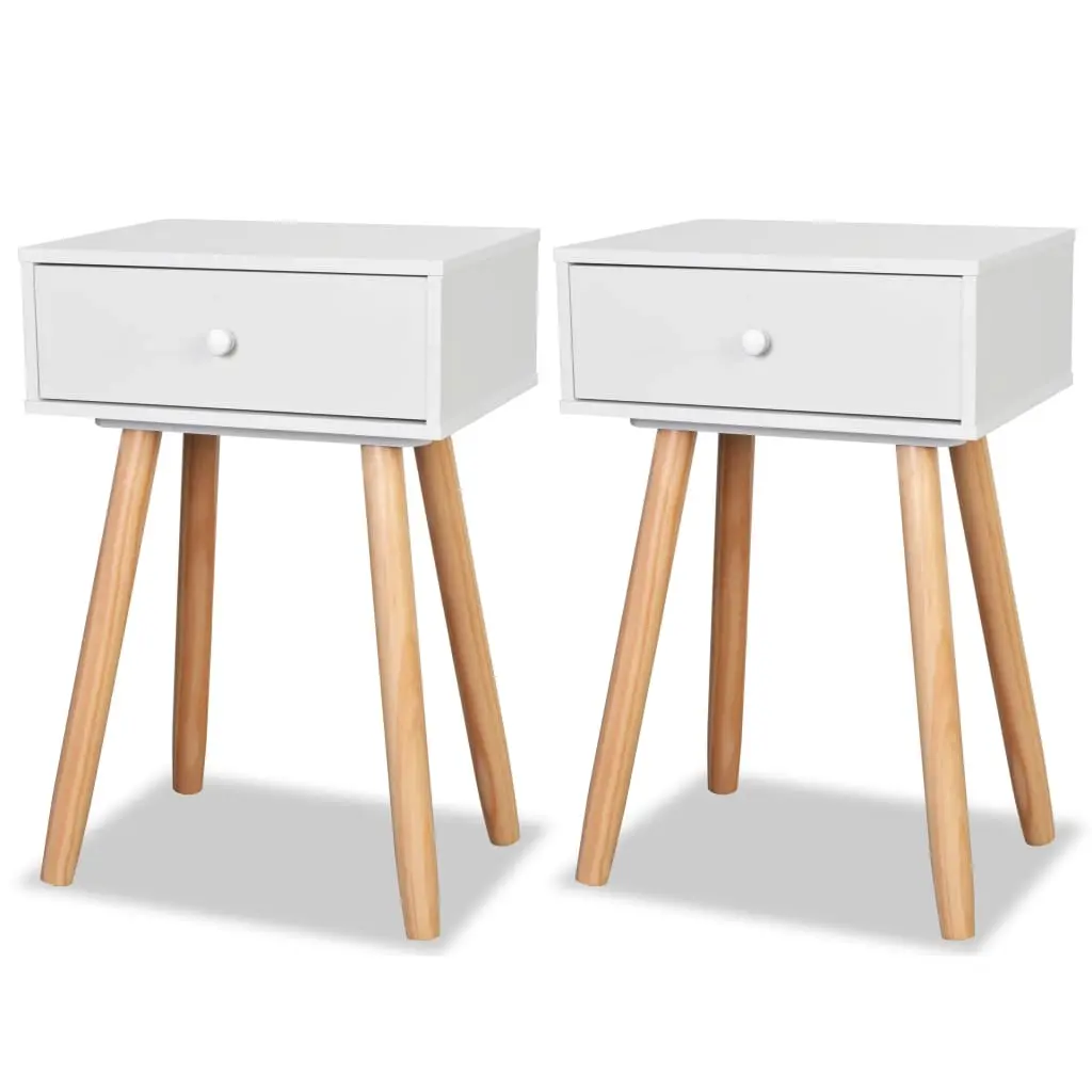 Bedside Tables 2 pcs Solid Pinewood 40x30x61 cm White 244740 - Furniture