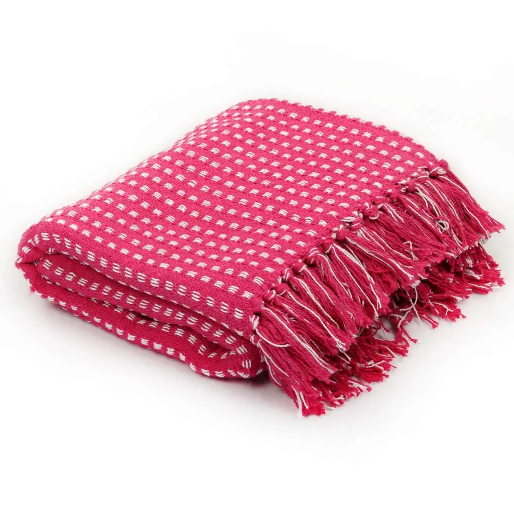 Throw Cotton Squares 125x150 cm Pink 245333 - Home & Garden