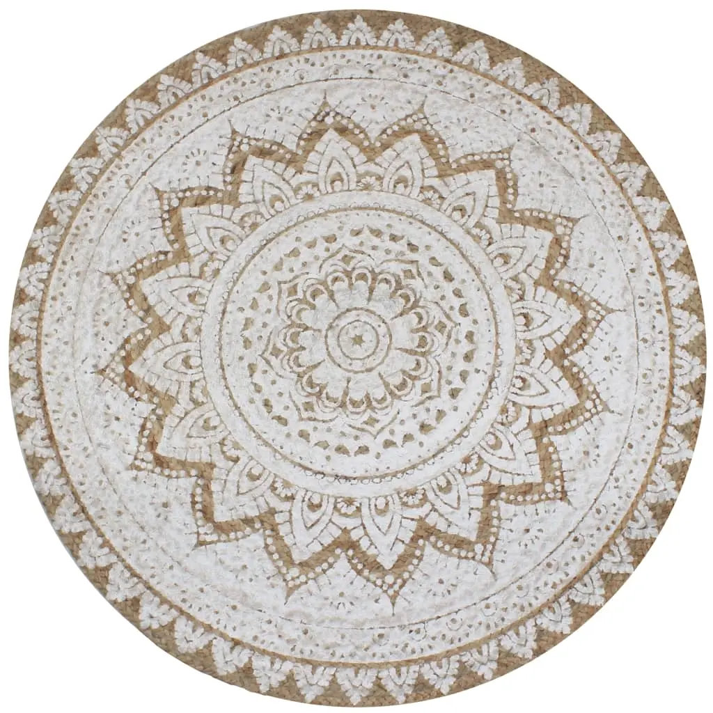 Area Rug Braided Jute Printed 90 cm Round 245339 - Home & Garden