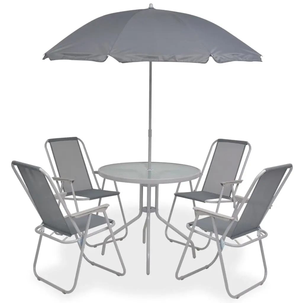 6 Piece Outdoor Dining Set Steel and Textilene Grey 43785 - Furniture