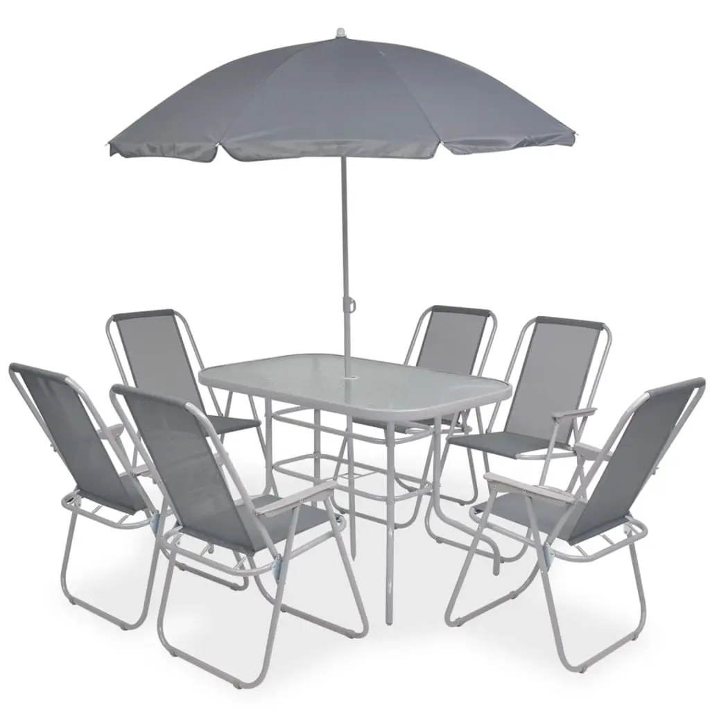 8 Piece Outdoor Dining Set Steel and Textilene Grey 43786 - Furniture