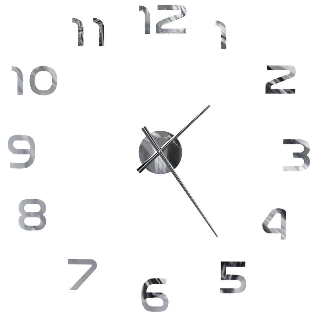 3D Wall Clock Modern Design 100 cm XXL Silver 50634 - Home & Garden