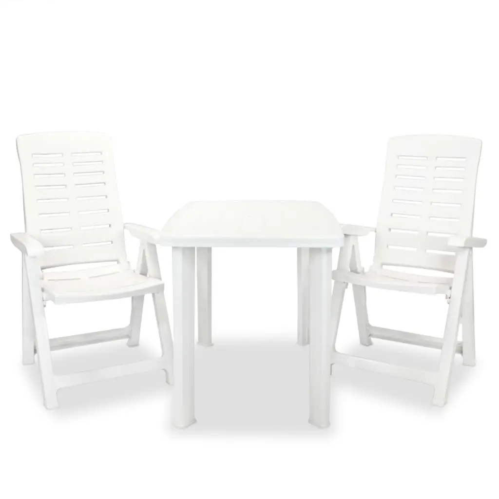 3 Piece Bistro Set Plastic White 275073 - Furniture
