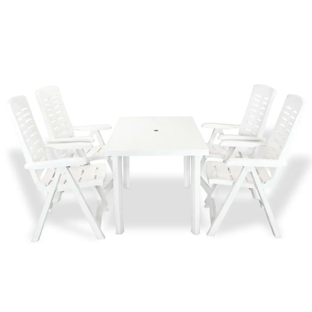 5 Piece Outdoor Dining Set Plastic White 275074 - Furniture