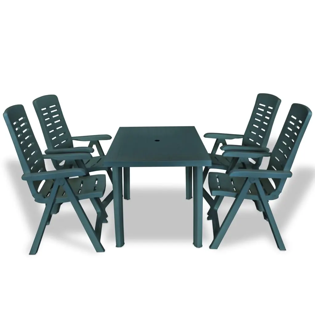 5 Piece Outdoor Dining Set Plastic Green 275079 - Furniture