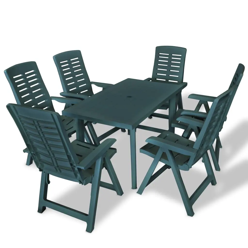 7 Piece Outdoor Dining Set Plastic Green 275080 - Furniture