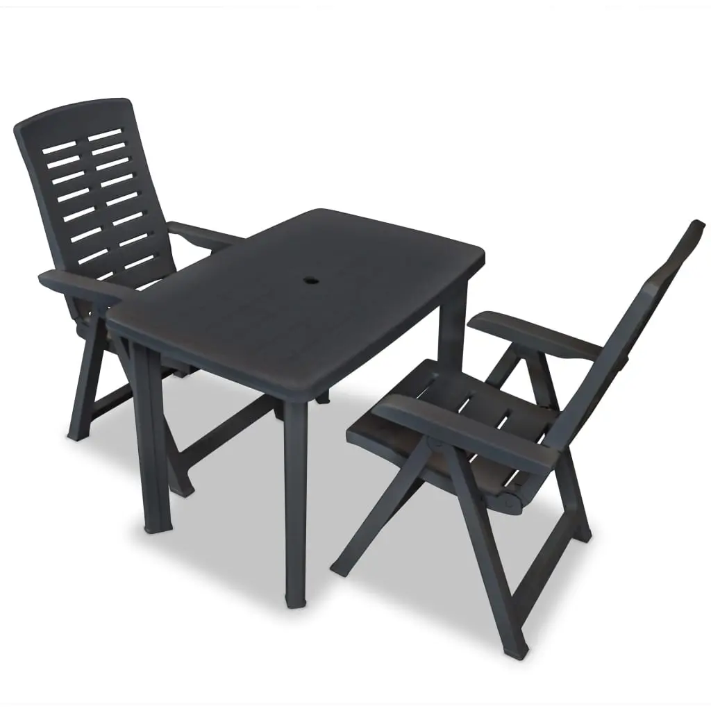 3 Piece Bistro Set Plastic Anthracite 275083 - Furniture