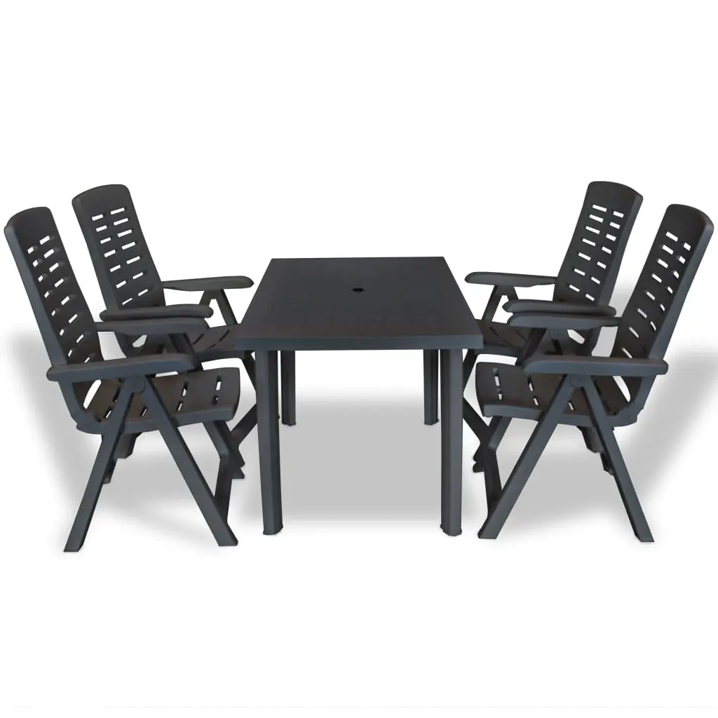 5 Piece Outdoor Dining Set Plastic Anthracite 275084 - Furniture