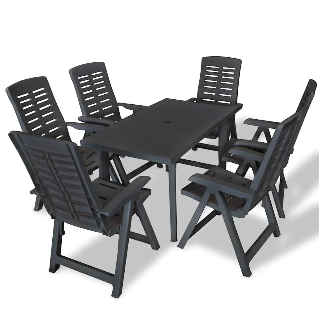 7 Piece Outdoor Dining Set Plastic Anthracite 275085 - Furniture