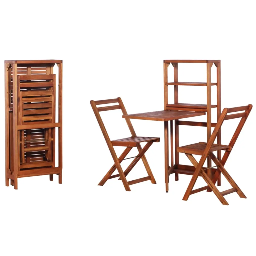 3 Piece Folding Bistro Set Solid Acacia Wood 44013 - Furniture
