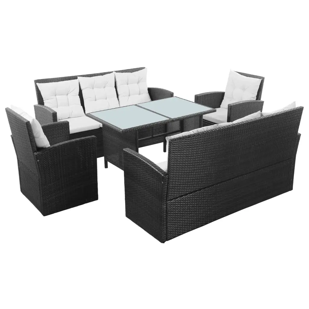 5 Piece Garden Lounge Set with Cushions Poly Rattan Black 43972 - Furniture