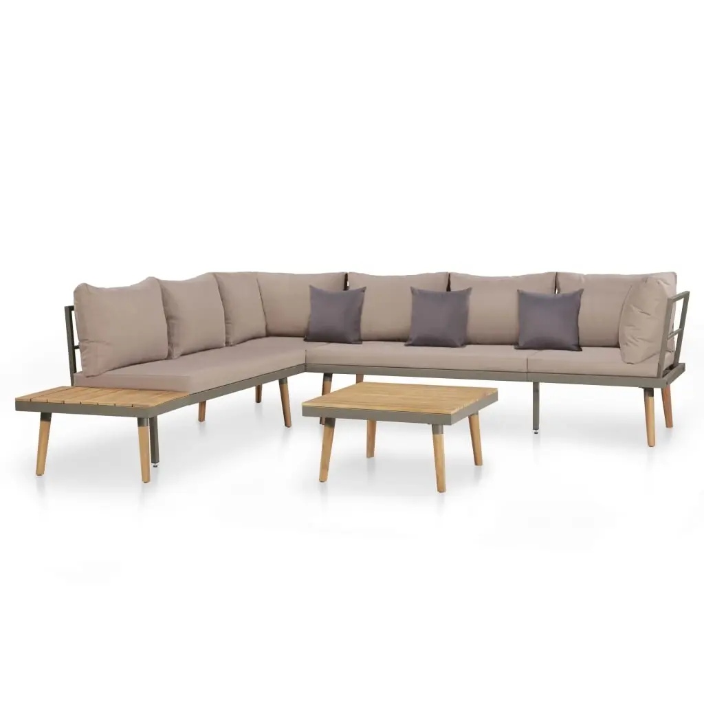 4 Piece Garden Lounge Set with Cushions Solid Acacia Wood Brown 44239 - Furniture