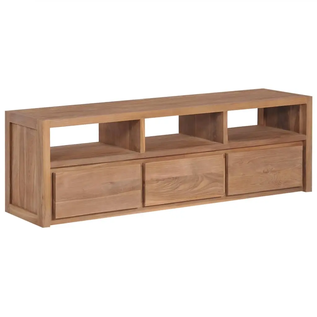 TV Cabinet Solid Teak Wood with Natural Finish 120x30x40 cm 246950 - Furniture